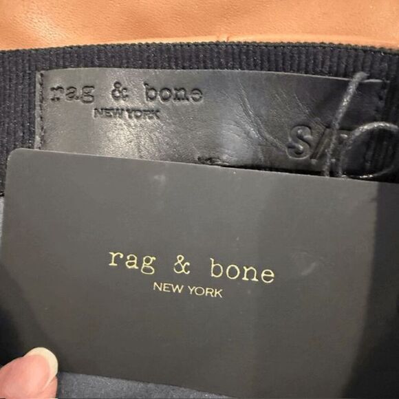 NWT Rag & Bone Nina Faux Leather Pull on Skinny Pants in Cognac Brown Size Small - Picture 7 of 14